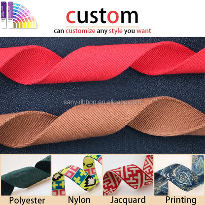 Custom Multi-Color 1 Inch Wide Multi-Functional Canvas Webbing for Bag Belts for Hats Footwear Clothing Accessories