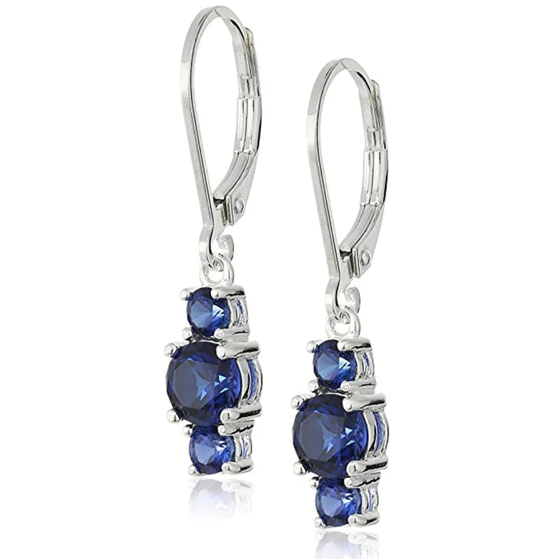 Silver Plated Topaz Drop Earrings For Women Classic Party Jewelry Claw Setting Fashion Earrings Zinc Alloy Material