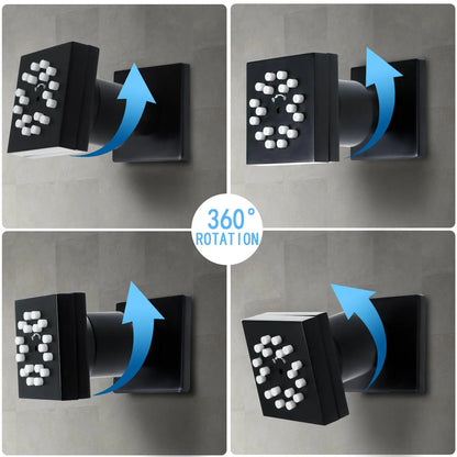 High Pressure Wall Mount Brass Square Showerhead Spa Massage Shower Sprayer Nozzles 2-Function Shower Body Sprays Jet