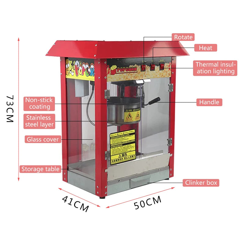 Stainless Steel 220V/110v Small Commercial Popcorn Machine Shopping Mall Automatic Popcorn Machine