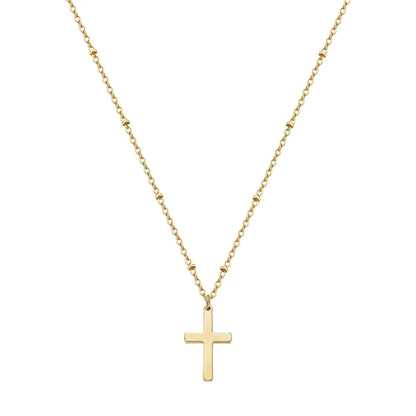 Refined Chic Hypoallergenic 18K Gold Plated Stainless Steel Cross Necklace with Adjustable Chain Daily Wear