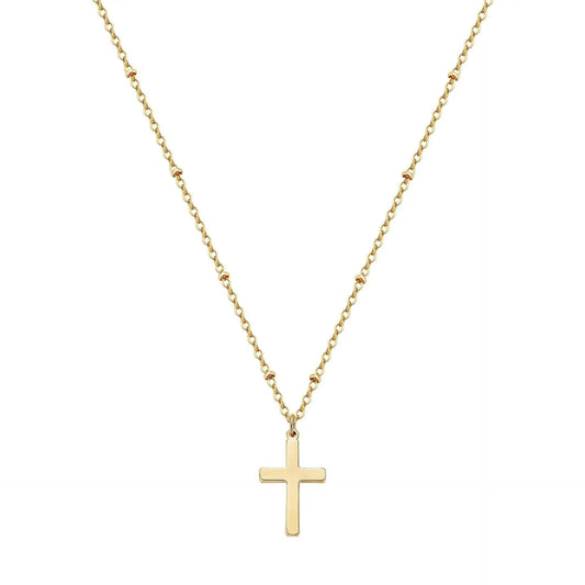 Refined Chic Hypoallergenic 18K Gold Plated Stainless Steel Cross Necklace with Adjustable Chain Daily Wear