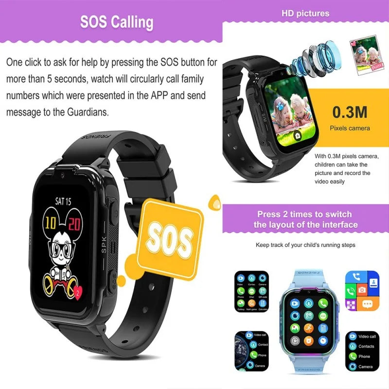 New Arrival 1.83 Inch High Definition Screen DH20 GPS Children Smart Watch for Kids 4G Video Call Kids Watch
