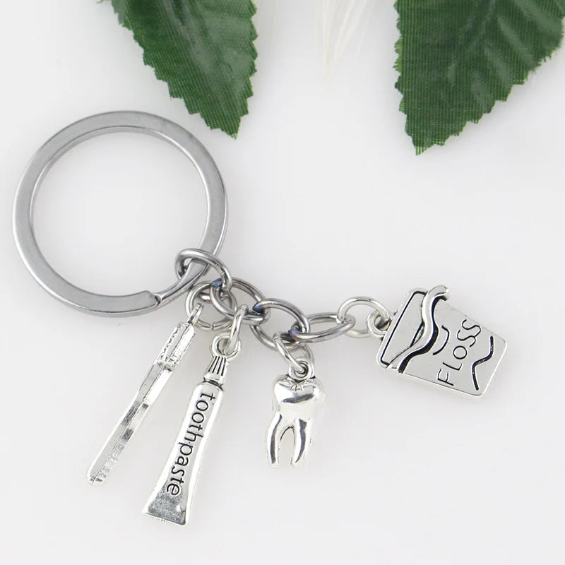 Bag Accessories Toothbrush Floss Toothpaste Tooth Dental Hygienist Pendant Keychain