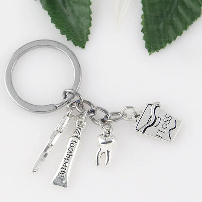 Bag Accessories Toothbrush Floss Toothpaste Tooth Dental Hygienist Pendant Keychain
