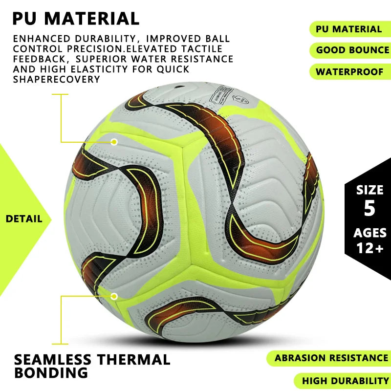 Fluorescent Color Huandong Football-A23-T Soccer Ball Size 5 Official Match High Quality Thermal Bonded Leather Football