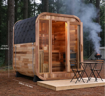 USA Ready Stocks Canadian Red Cedar Outdoor Square Sauna with Traditional Steam Kit