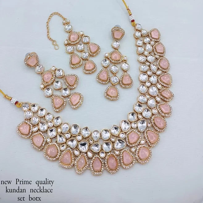 Trending Fancy Collection Gold Plated Ethnic Kundan & Pearl Necklace Set for Wedding and Party Unique Designed Women's Jewelry