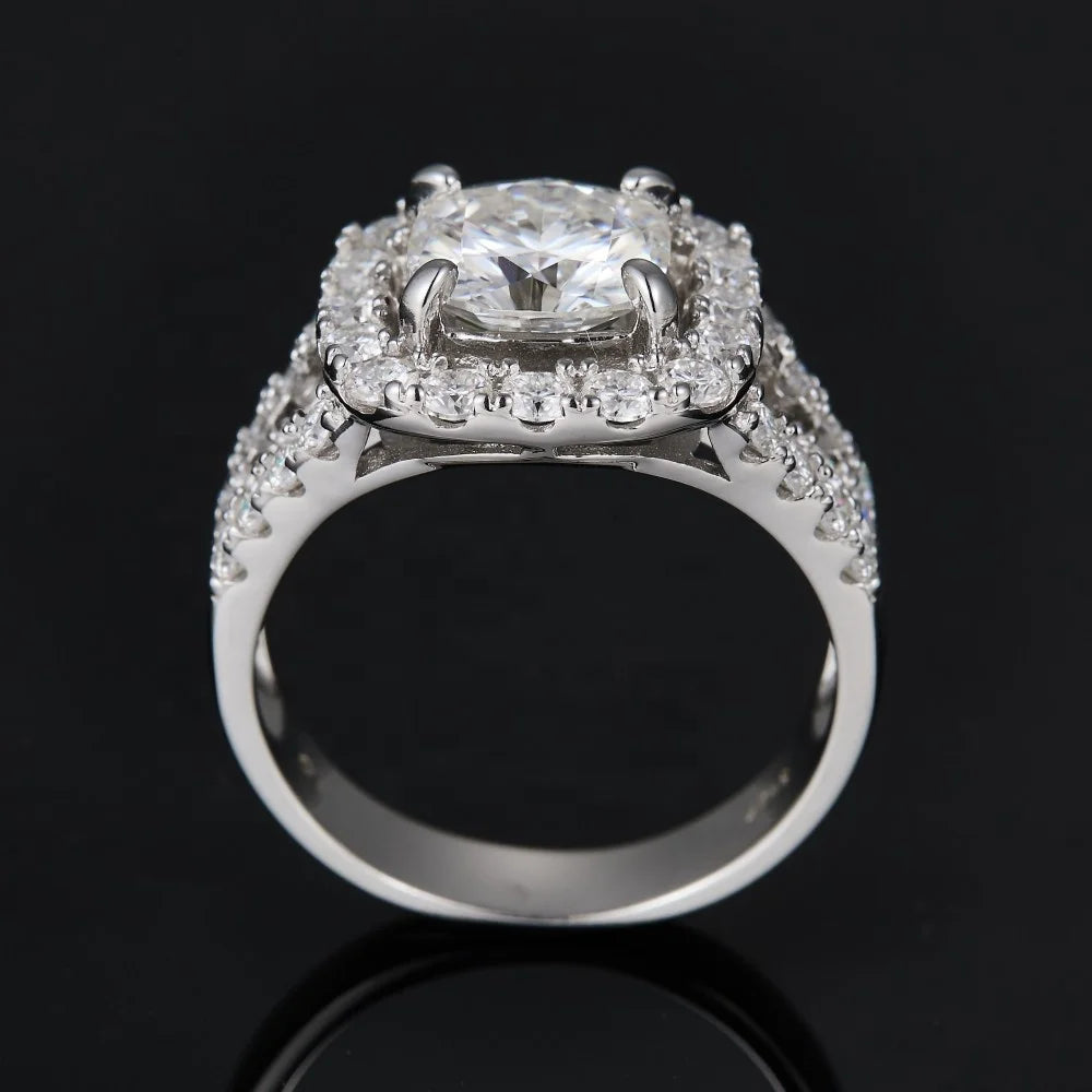 Wholesale Custom Fine Jewelry Engagement Rings for Ladies Luxury Wedding Ring 925 Silver Moissanite Ring for Women