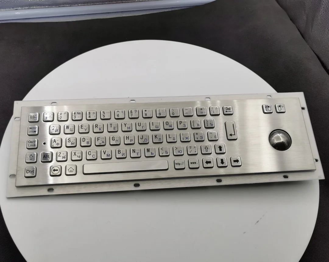 Industrial Metal Braille Stainless Steel Keyboard IP65 USB Metal Keyboard With Trackball Touchpad