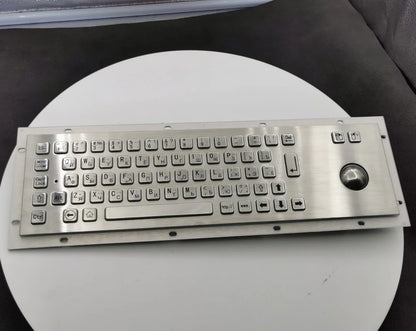 Industrial Metal Braille Stainless Steel Keyboard IP65 USB Metal Keyboard With Trackball Touchpad