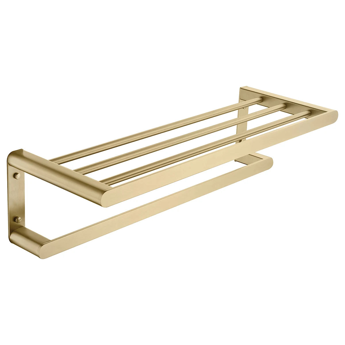 Brushed Gold Bathroom Accessories Stainless Steel in Wall Mounted Bath square Towel Holder Shelf with Towel bar Hanger Hardware