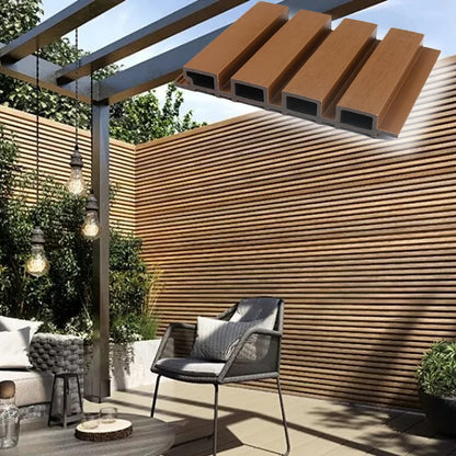 Great Outdoor Waterproof Fluted WPC Wall Panel External Plastic Composite Garden Cladding for Hotels and Villas