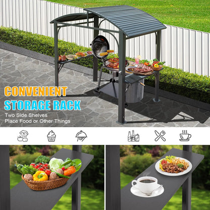 8x5FT Hardtop BBQ Grill Gazebo Tent Outdoor Double Galvanized Steel Roof 2 Side Shelves Pergola Canopy Gazebo Product