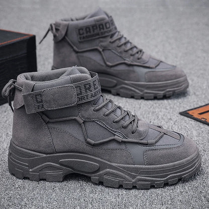 Spring and Autumn Lace up Canvas Men's Boots High Top Casual Walking Shoes Casual Thick Sole Men's Boots