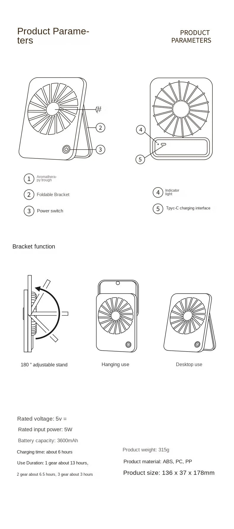 2025 Ultra-Thin Mini USB Charging Four-Speed Plastic Air Cooling Fan Foldable Portable English Household Energy Efficient Class