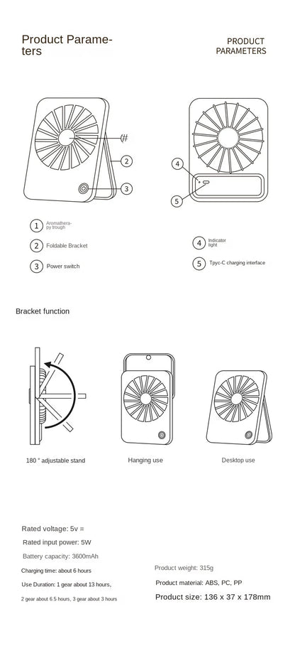 2025 Ultra-Thin Mini USB Charging Four-Speed Plastic Air Cooling Fan Foldable Portable English Household Energy Efficient Class