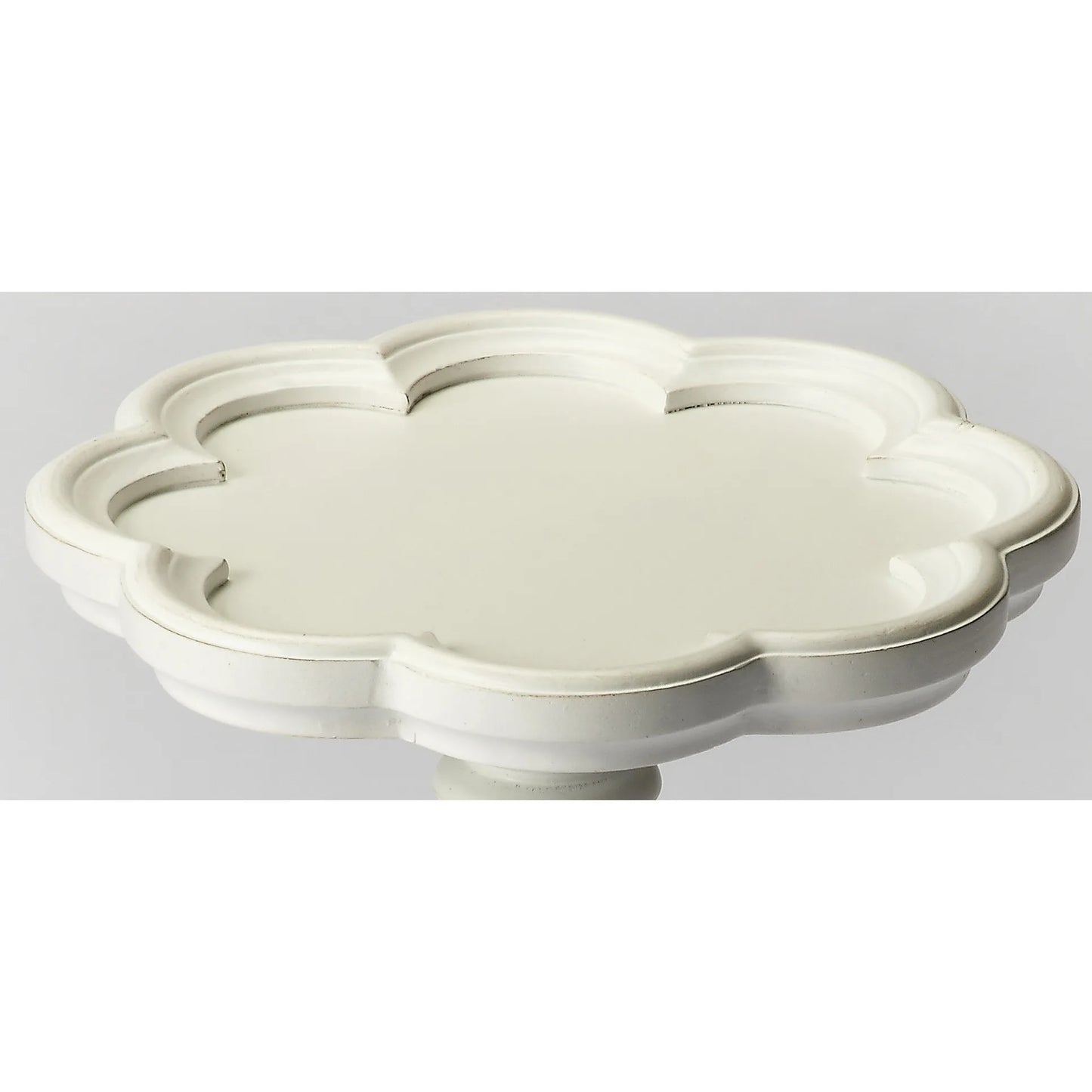 HMS 20\" Cottage White Wood Floral Top End Table for Living Room Furniture