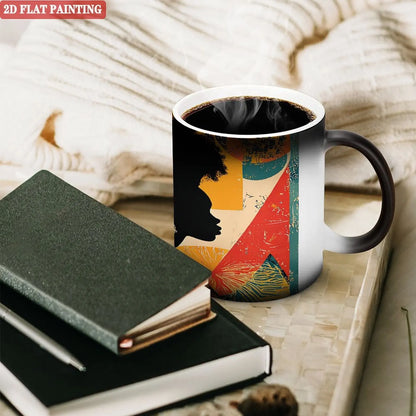 Drop shipping Indoor Outdoor Multi Scene Mug 11oz Frosted Black Ceramic Heat Activated Cup