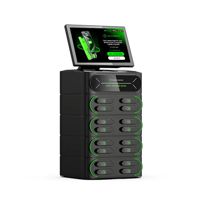 16-Slot Touch-Screen Integrated Portable Charging Station Stackable Cell Phone 4G Power Bank 6000mAh 60W Output for Rental