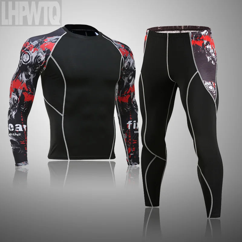 Men's Thermal Underwear Set MMA Tactics Leggings Solid Color Costume Compress Fitness Long Johns Men Winter Brands  Men