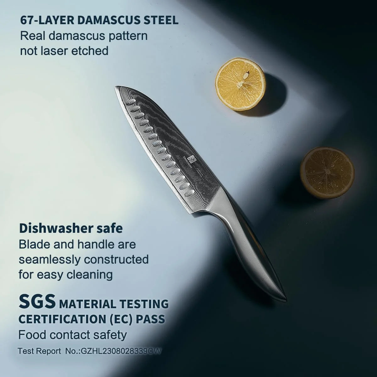 High Quality 7 Inch Japanese Chef Kitchen Knife Ultra Sharp 9CR18MOV Damascus Steel Santoku Knife with Gift Box