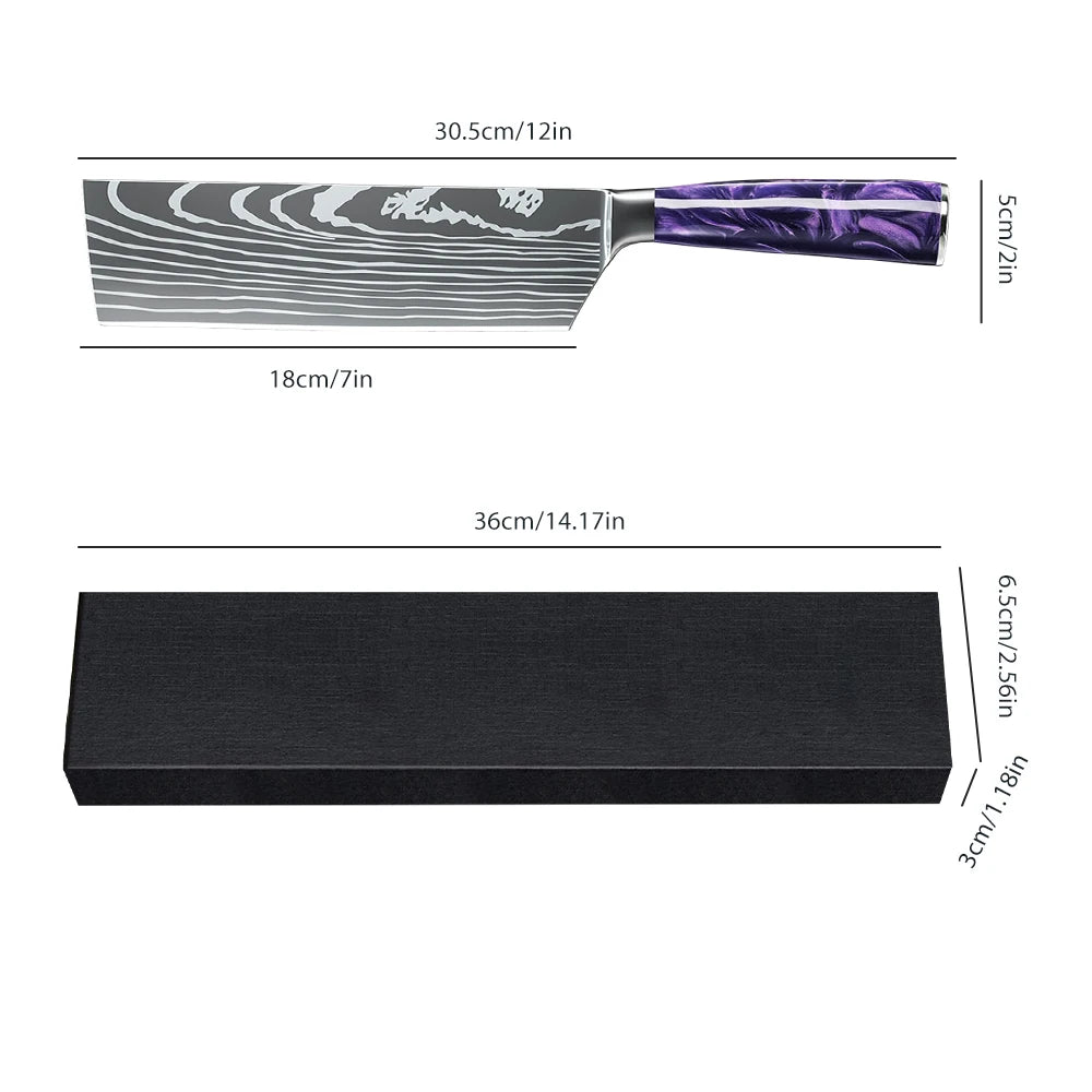 7 Inch Cleaver Kitchen Knife Stainless Steel Vegetable Chopping Chefs Knife Ultra Sharp Cooking Knives for Restaurant,Gift Box