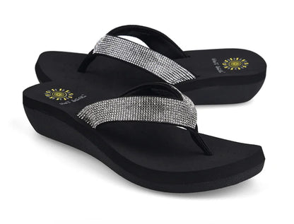 Best Selling Womens Slides Quality Rhinestone Slope Heel Flip-flops Non-slip Elastic Insoles Korean Fashion Summer Sandals
