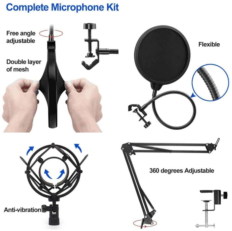 GAM-800R Professional Condenser Microphone R8 Sound Card Set for Webcast Live Recording