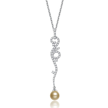 TD Collette Z Sterling Silver Bronze Necklace with Pearl and Cubic Zirconia Vine Charms
