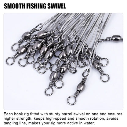 FTK Steel Fishing Line Accessory Tools with Anti-Bite Feature Wire Leader Treble Hooks Lead Core Leash for River Fishing
