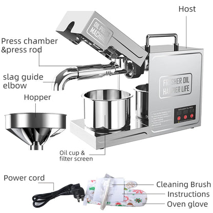 Small 110v Commercial Corn Coconut Palm Oil Extruder 220v Stainless Steel Peanut Sunflower Oil Extrusion Machine