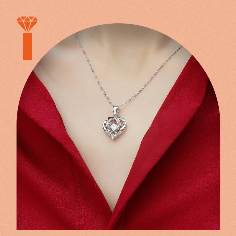 Hot Sale S925 Heart Shape Moissanite Pendant Necklace Pass Diamond Tester Moissanite Necklace Valentine'S Day Gift Necklace