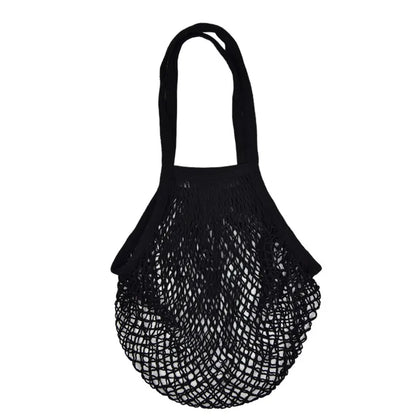Recycled Reusable Cotton String Mesh Net Shopping Bag Long Handle Fruit Vegetable Grocery Produce Tote for Daily Life Letter