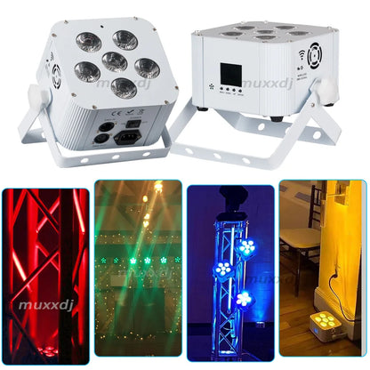 4pcs Battery Operated Light Fixtures Remote & Wifi Control Led Uplight 6X18w RGBWA UV Wireless Led Par Can