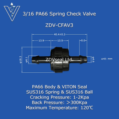 ZDVseal 1/8 Inch Fuel Check Valve 1-3Kpa Diesel Spring Valve for Automotive Oil Systems One Way Valve