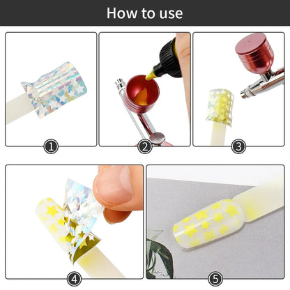 12pcs Nail Polish Paint Airbrush Nail Ink Use For Airbrush Spray Gun Color Painting Stencil Making Hollow Pattern Nail Art Tools