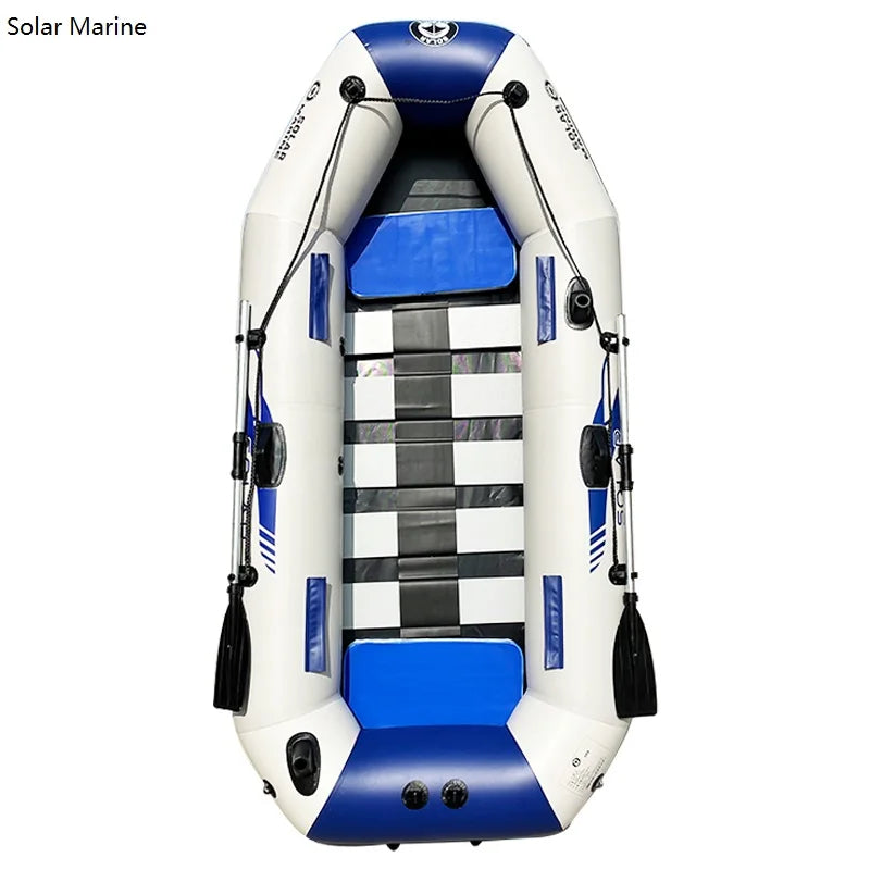 Hot Selling Solar Marine B230-1 230 CM 3 People PVC Inflatable Kayak Canoe Wooden Floor Fishing Boat With Oar Accessories
