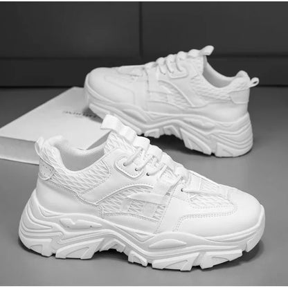 Summer Hollow Men's Casual Board Shoes with Soft Leather Surface and Breathable White Shoes for Men's Casual Sports Shoes