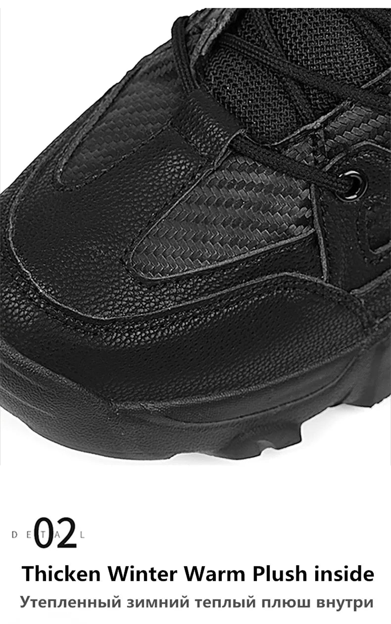 Winter Waterproof Men Boots Plush Super Warm Snow Boots Men Sneakers Ankle Boots Outdoor Men's Desert Boots Botas Hombre