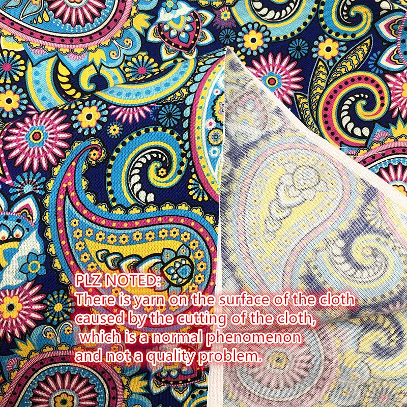 Hot Sale Precut 3yards /PCS  Paisley Printed Fabric Polyester Cotton Blended for  DIY Sewing Projects Sale by 3yards