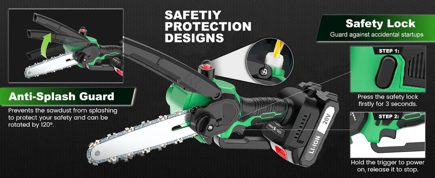 Powerful 20V Cordless Chain Saw DIY Industrial Grade Power Tools for Wood Cutting Local US Warehouse Battery Source