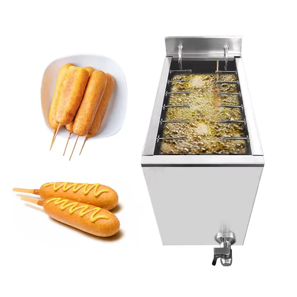 XEOLEO Commercial 25L Korean Cheese Hot Dogs Sticks Frying Machine Mozzarella Hot Dog Maker Machine Corn Dog Deep Fryer Machine