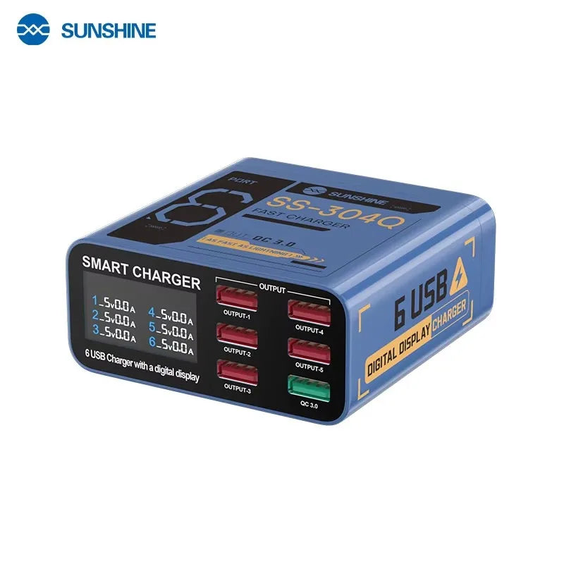 SUNSHINE SS-304Q Smart USB Charger/6 USB Ports (Phantom Gray/Night Blue/Meteor Purple)