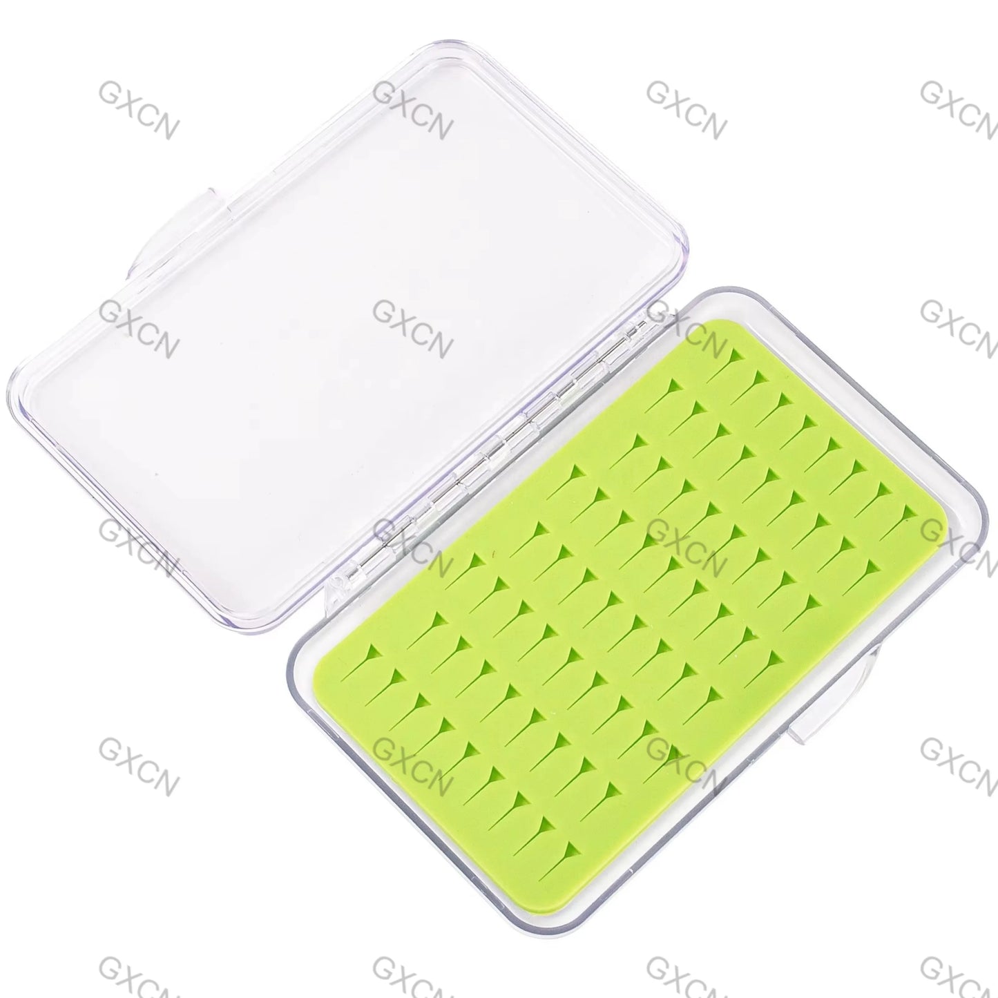 Ultra Slim Fly Fishing  Fly Box Flies Silicone Case Plastic Pocket Clear Lid Easy Slit Green Small Vest