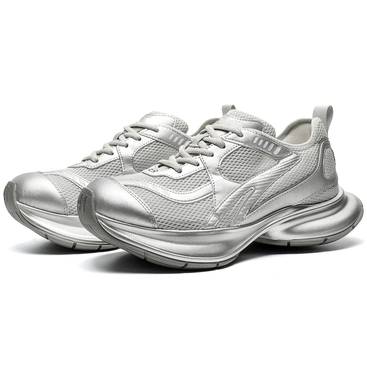 Dropshipping Custom Logo Fashion Sliver Color Sports Shoes Mens Designer Walking Style Chunky Platform Sneakers