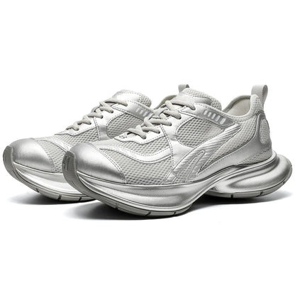 Dropshipping Custom Logo Fashion Sliver Color Sports Shoes Mens Designer Walking Style Chunky Platform Sneakers