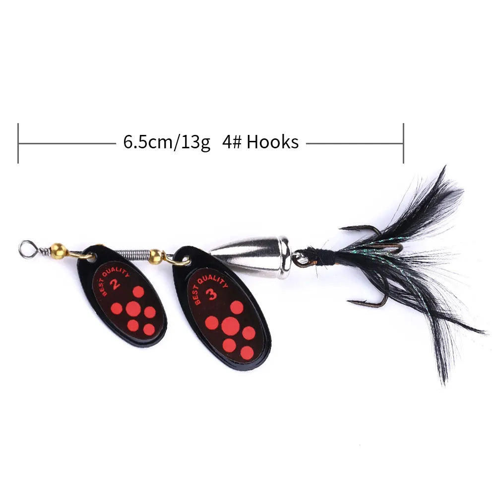 6.5cm/13g Manufacturer Double Blade Fishing Spinner Hard Metal Spoons Blade Swimbait Fishing Lure for Saltwater Freshwater