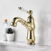 Brass French Retro Style Pull-Out Basin Faucet Hotel Bathroom Cabinet Ceramic Handle Hot and Cold Mixer Tap  BF0428
