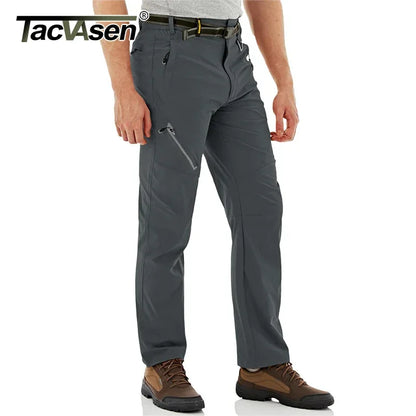 TACVASEN Quick Dry Outdoor Hiking Pants Men Summer Lightweight Rip-stop Cargo Work Trousers Multi-Pockets Camping Fishing Pants